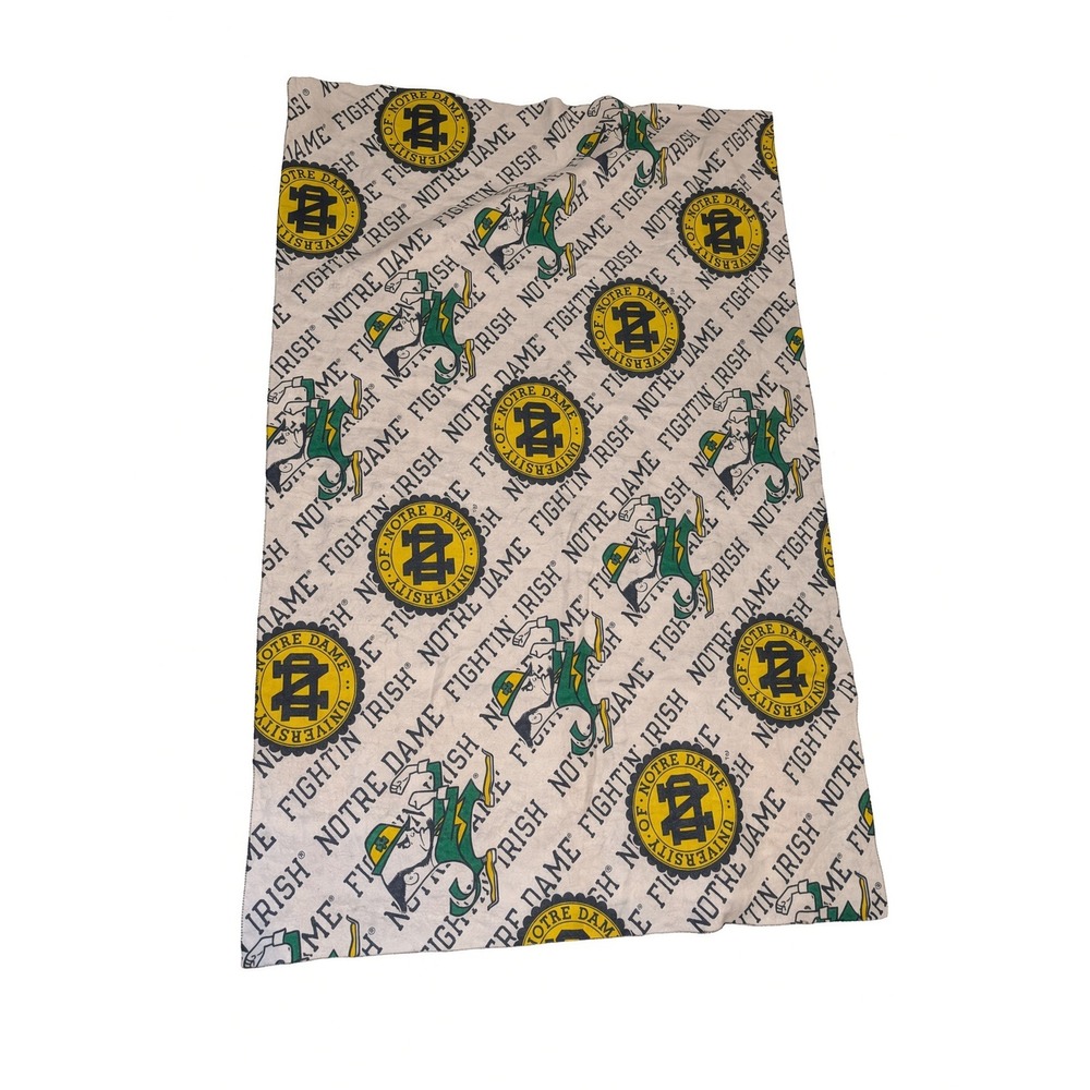 Vintage Notre Dame Fighting Irish Fleece Fabric Remnant Leprechaun Mascot USA